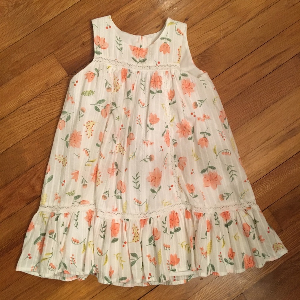 White & Peach Sleeveless Dress